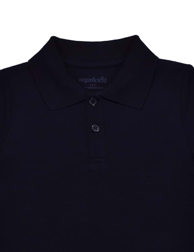 Polo Yaka Basic Siyah Uzun Kollu Çocuk T-shirt resmi